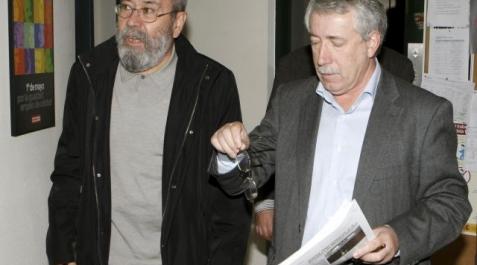 Los secretarios general de UGT, Cándido Méndez, y de CC OO, Ignacio Fernández Toxo. 	EFE