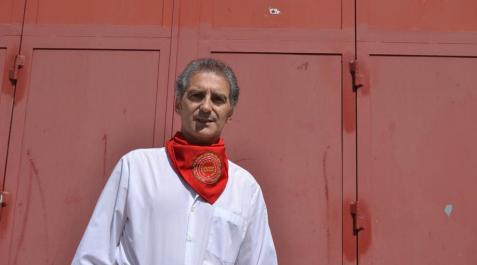 Florentino Gallego, en la plaza de toros, donde pone música con la banda del maestro Bravo Florentino Gallego, en la plaza de toros, donde pone música con la banda del maestro Bravo