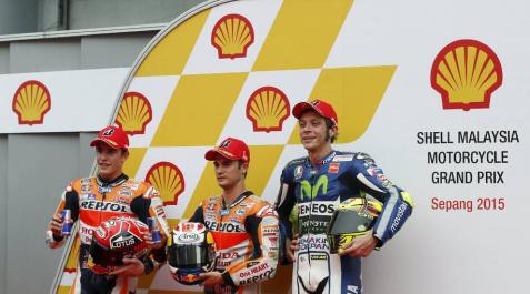 Márquez, Pedrosa y Rossi. Márquez, Pedrosa y Rossi.