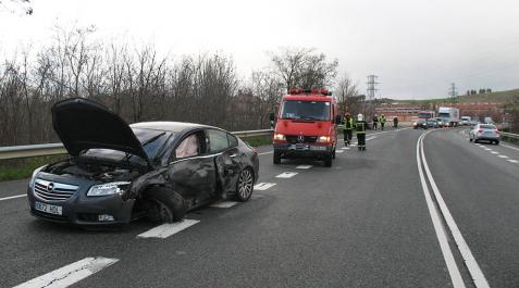 Accidente sin heridos en la N-121 a la altura de Beriáin Accidente sin heridos en la N-121 a la altura de Beriáin