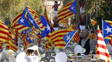 Concentración de esteladas, durante la Diada. Concentración de esteladas, durante la Diada.