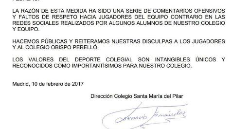 Un colegio suspende un partido por insultos de sus alumnos a los rivales Un colegio suspende un partido por insultos de sus alumnos a los rivales