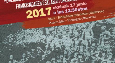 Memoriaren Bideak homenajeará el 17 de junio en Vidángoz a los esclavos del franquismo Memoriaren Bideak homenajeará el 17 de junio en Vidángoz a los esclavos del franquismo