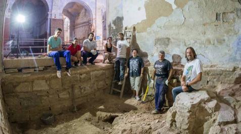 La excavación en la antigua iglesia de San Nicolás de Tudela, en marcha La excavación en la antigua iglesia de San Nicolás de Tudela, en marcha