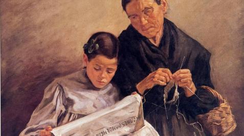 Ciga quiso con 'La calceta' denunciar el analfabetismo de ese momento en España (1910): el 60% de la población no sabía ni leer ni escribir. Ciga quiso con 'La calceta' denunciar el analfabetismo de ese momento en España (1910): el 60% de la población no sabía ni leer ni escribir.