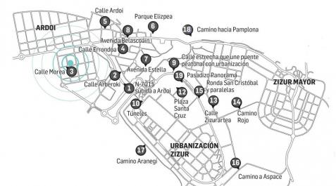 Zizur diseña un mapa con 19 puntos peligrosos para las mujeres Zizur diseña un mapa con 19 puntos peligrosos para las mujeres