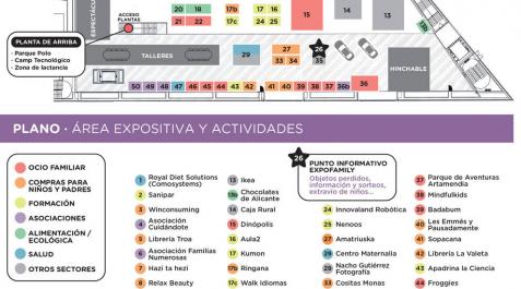 Plano con las 50 empresas de Expofamily, la agenda y los espacios de ocio. Plano con las 50 empresas de Expofamily, la agenda y los espacios de ocio.