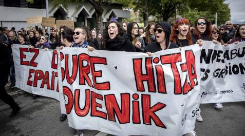 Manifestación contra la sentencia de 'La Manada' en Pamplona La manifestación ha comenzado a las 12.30 horas en el Palacio de Justicia y la marcha se dirige a la Plaza del Castillo