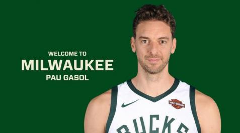Pau Gasol, con la camiseta de los Milwaukee Bucks. Pau Gasol, con la camiseta de los Milwaukee Bucks.