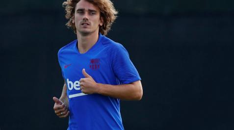 El francés Antoine Griezmann durante el primer entrenamiento del FC Barcelona El francés Antoine Griezmann durante el primer entrenamiento del FC Barcelona