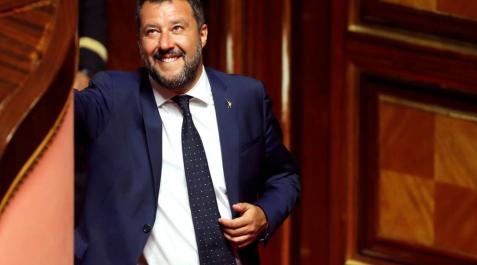 Matteo Salvini en el Senado de la República en Roma. Matteo Salvini en el Senado de la República en Roma.