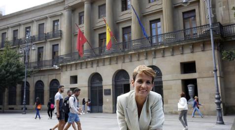 María Chivite posa delante del Palacio de Navarra. María Chivite posa delante del Palacio de Navarra.