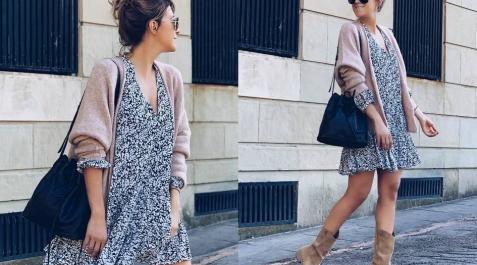 Look con vestido y botas para otoño Look con vestido y botas para otoño