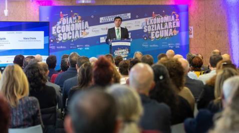 El presidente de Confederación Empresarial de Economía Social de Navarra, Ignacio Ugalde, durante su discurso en el Día de la Economía Social El presidente de Confederación Empresarial de Economía Social de Navarra, Ignacio Ugalde, durante su discurso en el Día de la Economía Social