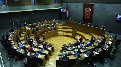 Vista del hemiciclo del Parlamento foral, durante la celebración de un pleno reciente. Vista del hemiciclo del Parlamento foral, durante la celebración de un pleno reciente.