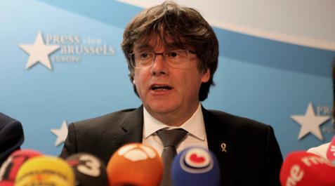 El expresidente de la Generalitat, Carles Puigdemont, durante una rueda de prensa ofrecida en Bruselas. El expresidente de la Generalitat, Carles Puigdemont, durante una rueda de prensa ofrecida en Bruselas.