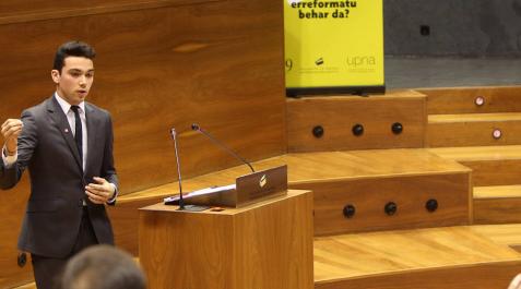 Imagen de una edición anterior de la Liga de Debate Universitario de la UPNA. Imagen de una edición anterior de la Liga de Debate Universitario de la UPNA.