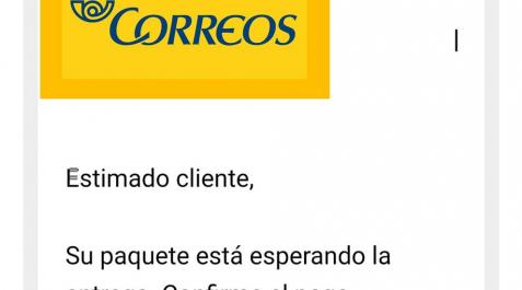 Uno de los correos electrónicos con los que se estafa simulando un mail de Correos Uno de los correos electrónicos con los que se estafa simulando un mail de Correos