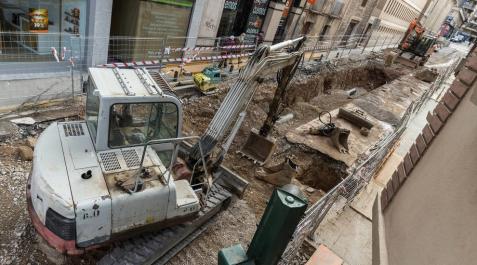 Estado actual de las obras de reforma de la calle Capuchinos de Tudela. Estado actual de las obras de reforma de la calle Capuchinos de Tudela.