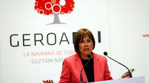Uxue Barkos, en la sede de Geroa Bai. Uxue Barkos, en la sede de Geroa Bai.