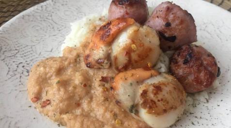 Imagen de la receta del arroz basmati con butifarra y vieiras Imagen de la receta del arroz basmati con butifarra y vieiras