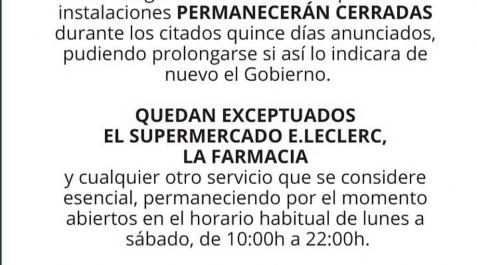La Morea cierra todos los comercios menos E. Leclerc y la farmacia La Morea cierra todos los comercios menos E. Leclerc y la farmacia