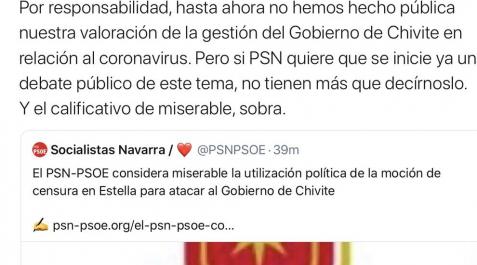 Aumenta la tensión política entre el PSN y Navarra Suma Aumenta la tensión política entre el PSN y Navarra Suma