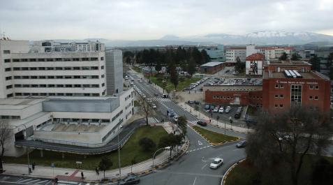 Vista general de la zona hospitalaria, con Virgen del Camino (izquierda), centro de consultas Príncipe de Viana (derecha) y Hospital de Navarra (fondo). Vista general de la zona hospitalaria, con Virgen del Camino (izquierda), centro de consultas Príncipe de Viana (derecha) y Hospital de Navarra (fondo).