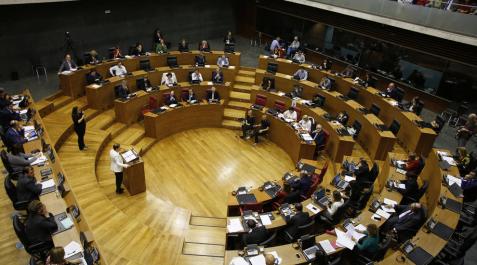 La presidenta Uxue Barkos interviene en el pleno del Parlamento, durante el último debate sobre el estado de Navarra. La presidenta Uxue Barkos interviene en el pleno del Parlamento, durante el último debate sobre el estado de Navarra.