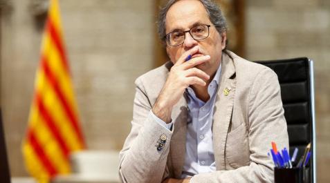 El presidente de la Generalitat, Quim Torra, durante una reunión telemática El presidente de la Generalitat, Quim Torra, durante una reunión telemática