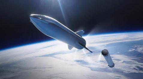 Recreación de la nave Starship de la compañía Space X con la que Elon Musk quiere enviar humanos a Marte en 2024 Recreación de la nave Starship de la compañía Space X con la que Elon Musk quiere enviar humanos a Marte en 2024