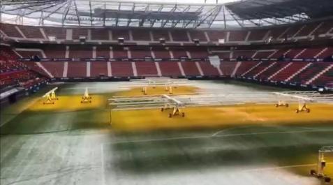 El césped de El Sadar resiste de momento a Filomena antes del Osasuna-Real Madrid El césped de El Sadar resiste de momento a Filomena antes del Osasuna-Real Madrid