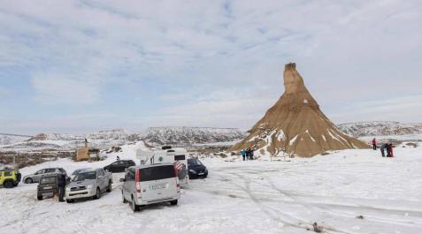 Fotos del día de nieve en Bardenas La borrasca Filomena ha dejado las Bardenas Reales de Navarra cubiertas de blanco