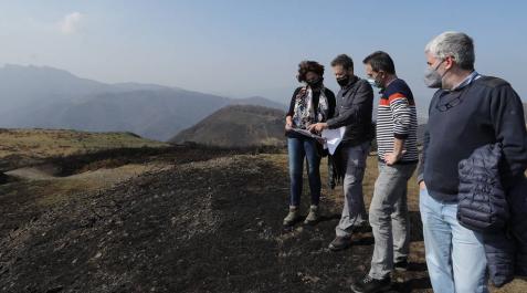 La consejera Gómez visita con los alcaldes la zona afectada por el incendio de Baztan-Bidasoa La consejera Gómez visita con los alcaldes la zona afectada por el incendio de Baztan-Bidasoa