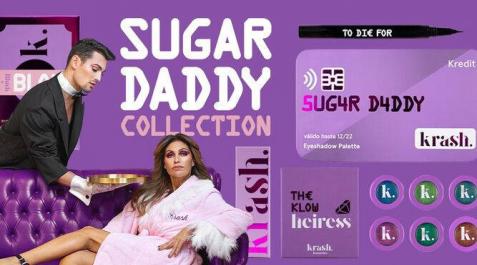 Publicidad de la colección de maquillaje Sugar Daddy de la marca Krash. Publicidad de la colección de maquillaje Sugar Daddy de la marca Krash.