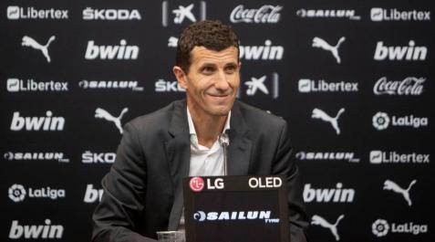 Javi Gracia, en la sala de prensa del Valencia. Javi Gracia, en la sala de prensa del Valencia.