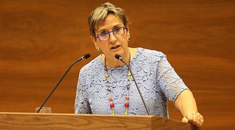 Marisa de Simón, durante el pleno de investidura. Marisa de Simón, durante el pleno de investidura.