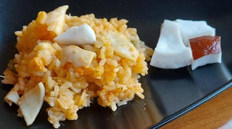 Arroz con calamares a la crema de coco