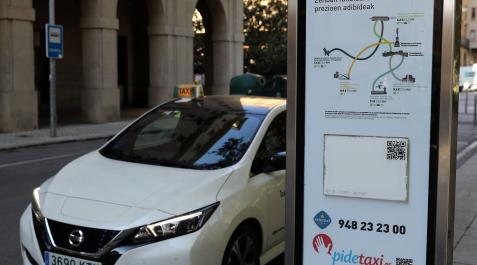 Una parada de taxis en Pamplona, en una imagen de 2020. Una parada de taxis en Pamplona, en una imagen de 2020.