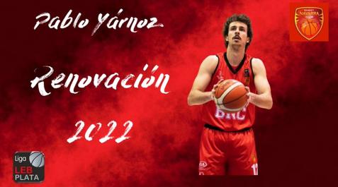 BasketNavarra El escolta navarro Pablo Yárnoz en el anuncio de la renovación por un año más publicado por Basket Navarra