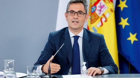 Félix Bolaños El ministro de Presidencia, Félix Bolaños, este martes en una comparecencia en la Moncloa
