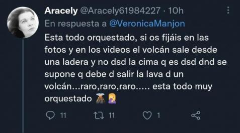 Uno de los tweets de los que dicen que la erupción del volcán de La Palma es falsa. Uno de los tweets de los que dicen que la erupción del volcán de La Palma es falsa.