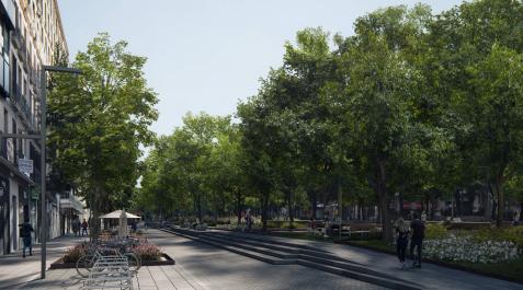 Recreación de la reurbanización del paseo de Sarasate. Recreación de la reurbanización del paseo de Sarasate.