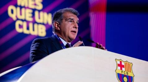 Joan Laporta durante la Asamblea de socios compromisarios Joan Laporta durante la Asamblea de socios compromisarios