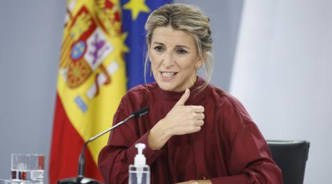 Yolanda Díaz La vicepresidenta segunda y ministra de Trabajo y Economía Social, Yolanda Díaz, en una rueda de prensa posterior al Consejo de Ministros, en La Moncloa