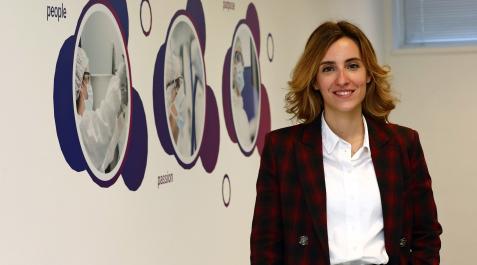 Elena Erroba Esquíroz, en uno de los despachos de 3P, en Noáin