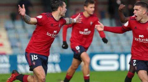 osasuna promesas Alegría entre los jugadores del filial rojillo