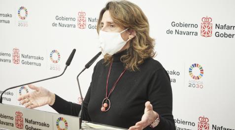 MinistraRibera La vicepresidenta tercera y ministra para la Transición Ecológica, Teresa Ribera durante su comparecencia tras reunirse con María Chivite