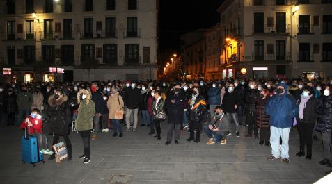Tudela TUDELA Alrededor de 600 personas se dieron cita ayer en la plaza de los Fueros de Tudela para participar en la concentración convocada por la Plataforma 8M.