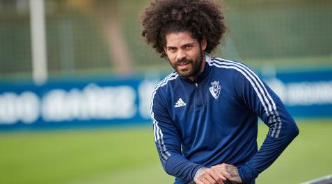 ARI Aridane Hernández, en un entrenamiento de esta temporada en Tajonar.
